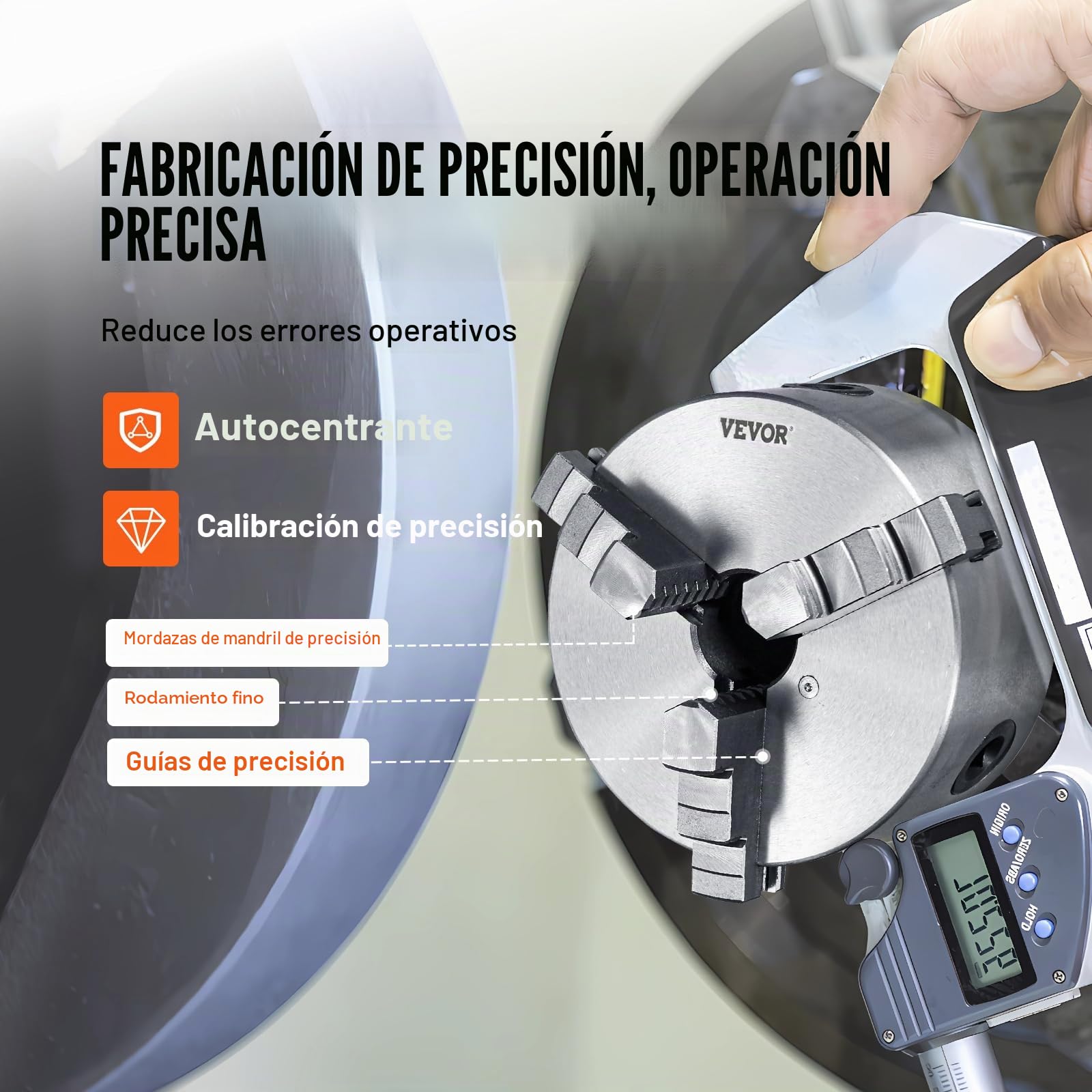 VEVOR Portabrocas de Torno Autocentrante 3 Mordazas de 6" Mandril de Torno Rango de Sujeción 0,14"-6,3" Mandril de 3 Mordazas Llave en T Autocentrante Mandíbula Reversible para Fresadoras Taladros