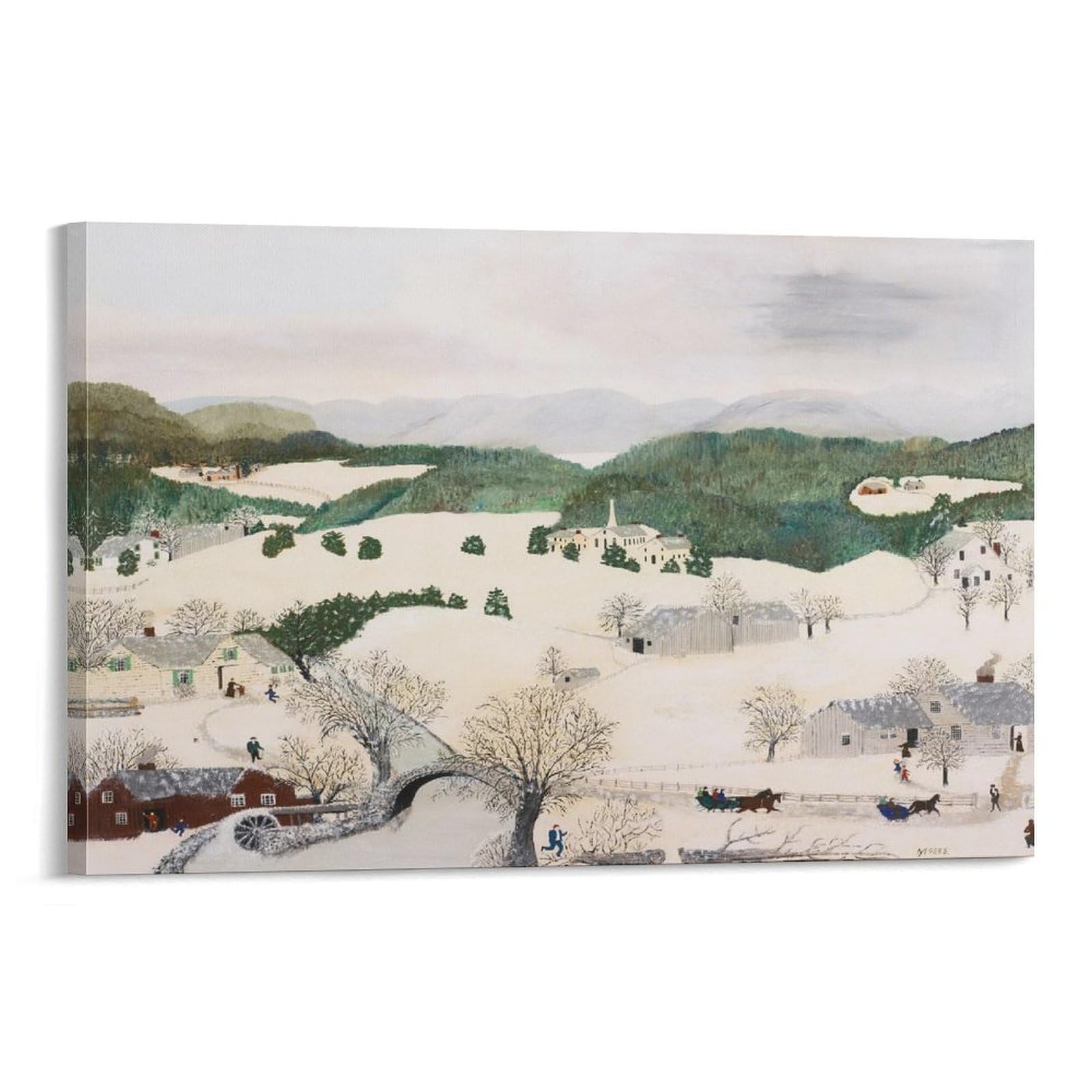 Winter (Over The River to Grandma's House), 1944 Prints by Grandma Moses Picture Print Wall Art Poster Painting Canvas Posters Artworks Room Aest