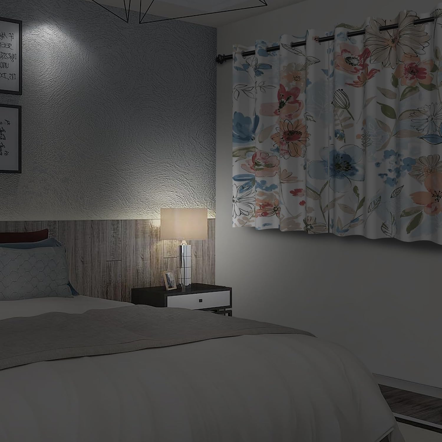 Watercolor Floral Blackout Curtains for Gilrs Women Home Decor Rustic Vintage Flower Plant Colorful Art Window Treatment Drapes for Living Room Bedroom Kitchen 42x84 Inch,2 Panels