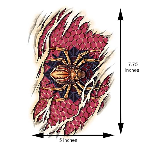 Miniatura 8 de (3 piezas) Tatuaje temporal, Cruz Roja, araña, tatuajes corporales de tiburón 3D, para brazos, espalda, piernas, media manga, impermeable