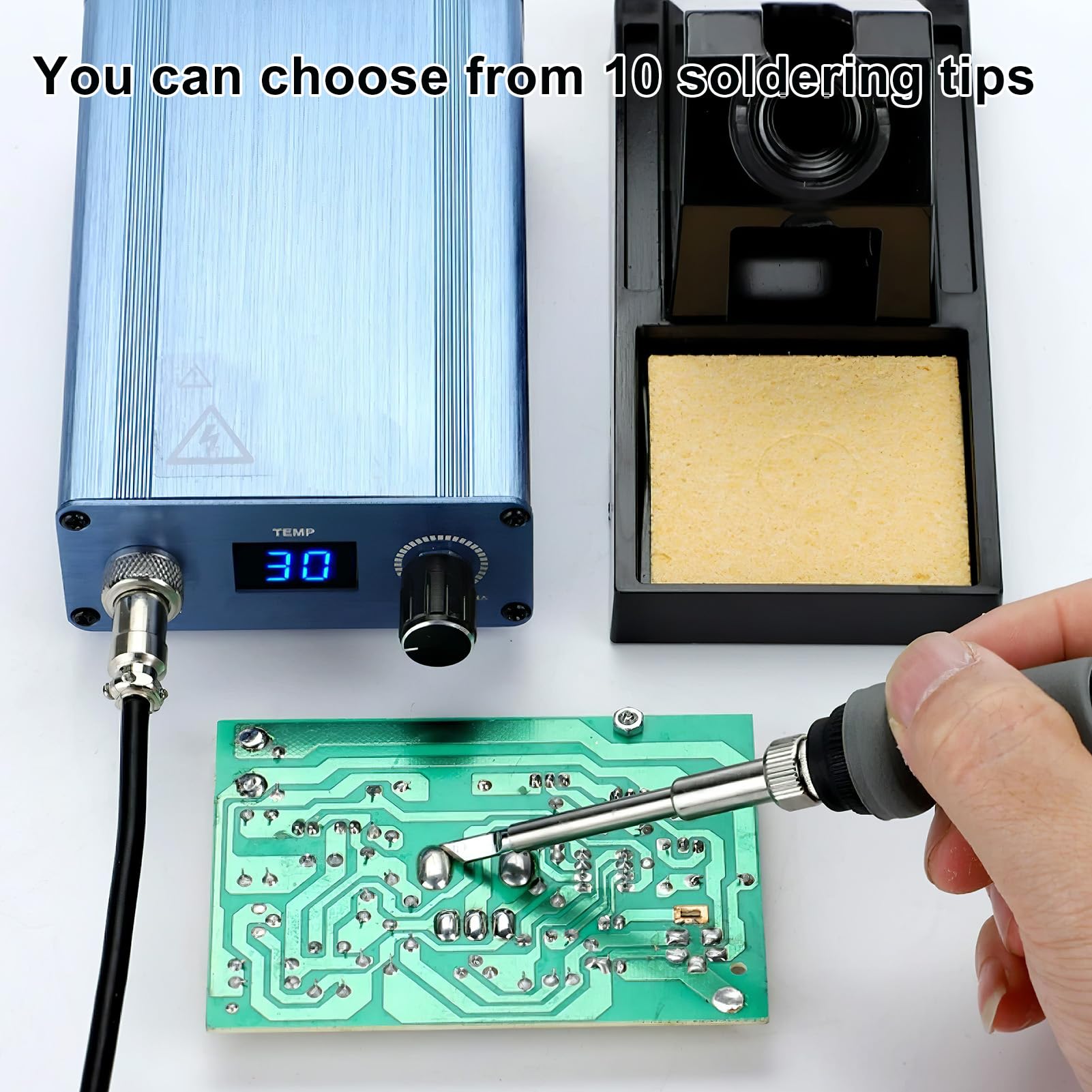 10 Pezzi Punte per Saldatore Senza Piombo,Saldatore Soldering Tips Set,Punta per Saldatore, Modelli Vari per Saldatura di Precisione,Compatibili con Stazioni di Saldatura,Incluso Manicotto Protettivo