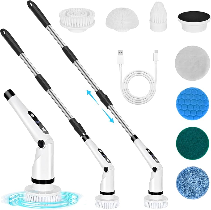 伸縮タイプのコードレス電動お掃除ブラシ 3種のヘッド 伸縮タイプのコードレス電動お掃除ブラシ 3種のヘッド