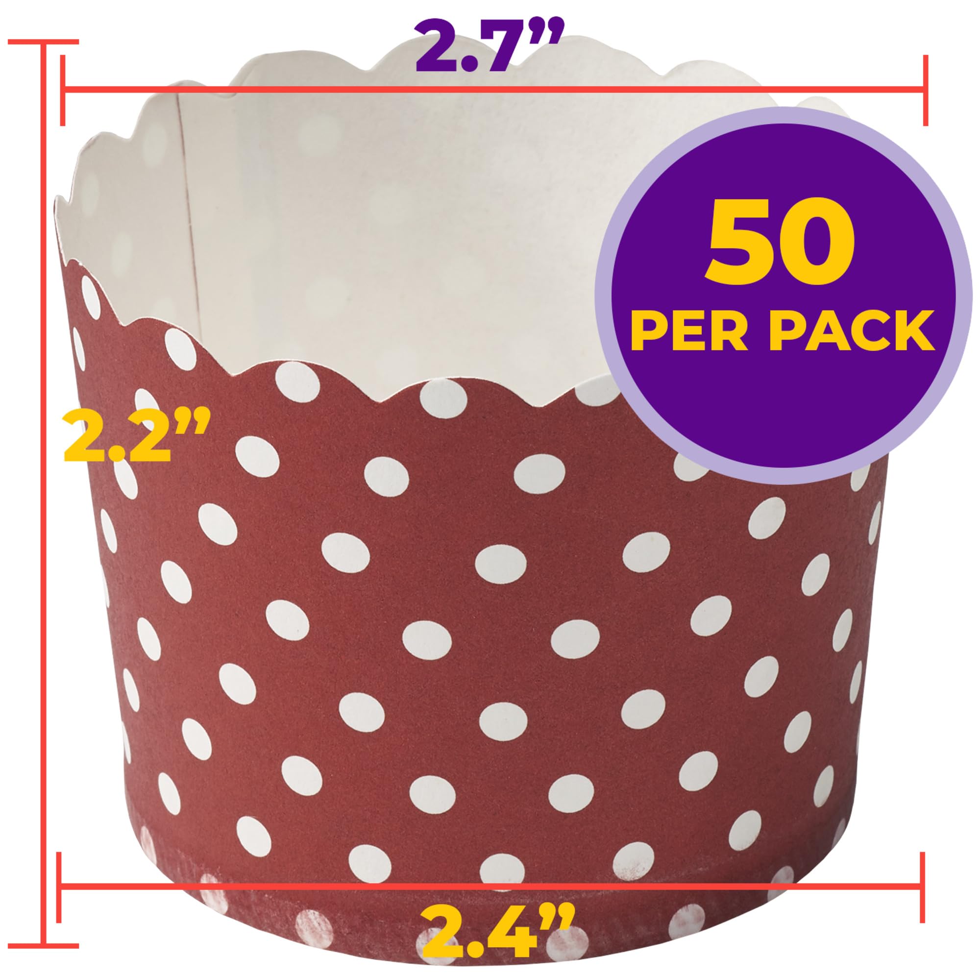 Caissettes à Muffins Jetables à Pois Blancs - Lot De 50, Papier Résistant Pour Four Jusqu'à 220°C