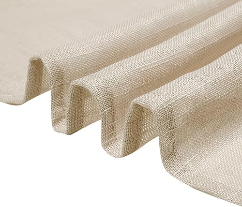 Miniatura 6 de Mantel redondo de arpillera sintética de poliéster de primera calidad beige de 120 pulgadas