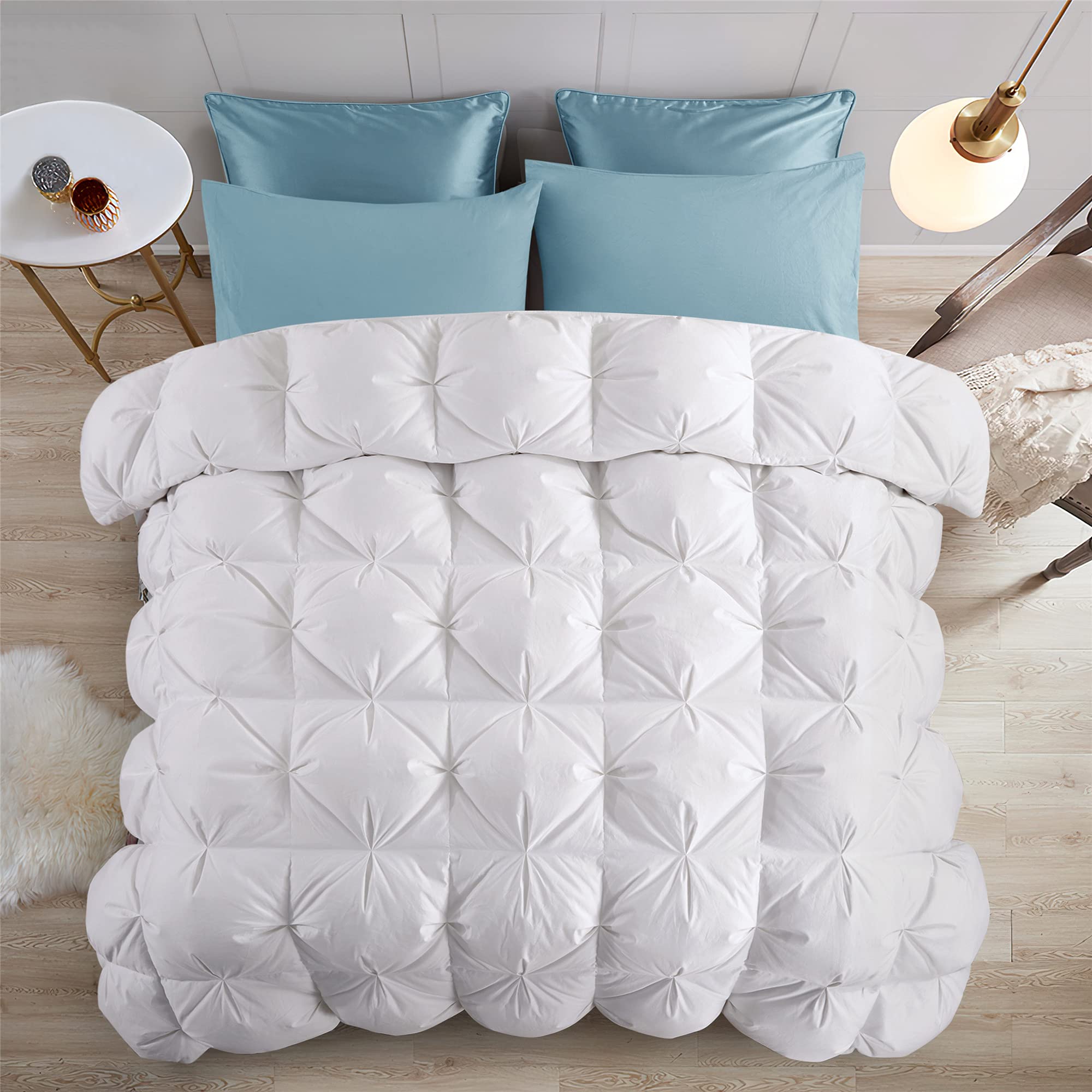 puredown Goose Down Comforter Twin Size 800 Fill Power, 100% Cotton 93% Goose Down Winter Duvet Insert 700 TC, Heavyweight Cloud Fluffy Pinch Pleat Extra Warmth