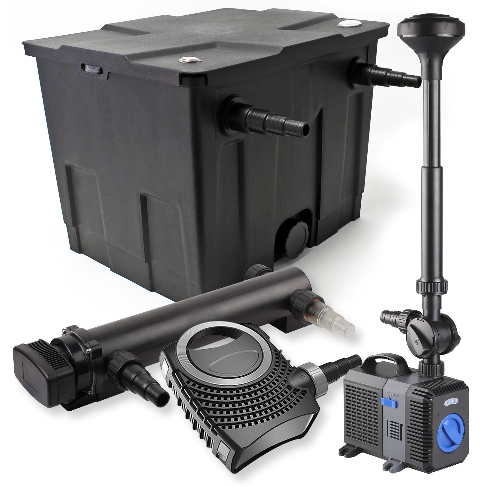 SunSun CBF-350 Teichfilter bis 12000 L NEO10000 Teichpumpe 10000l/h 80W CUV-336 UVC Klärer 36W CTP-5003 Springbrunnenpumpe 5000l/h 30W