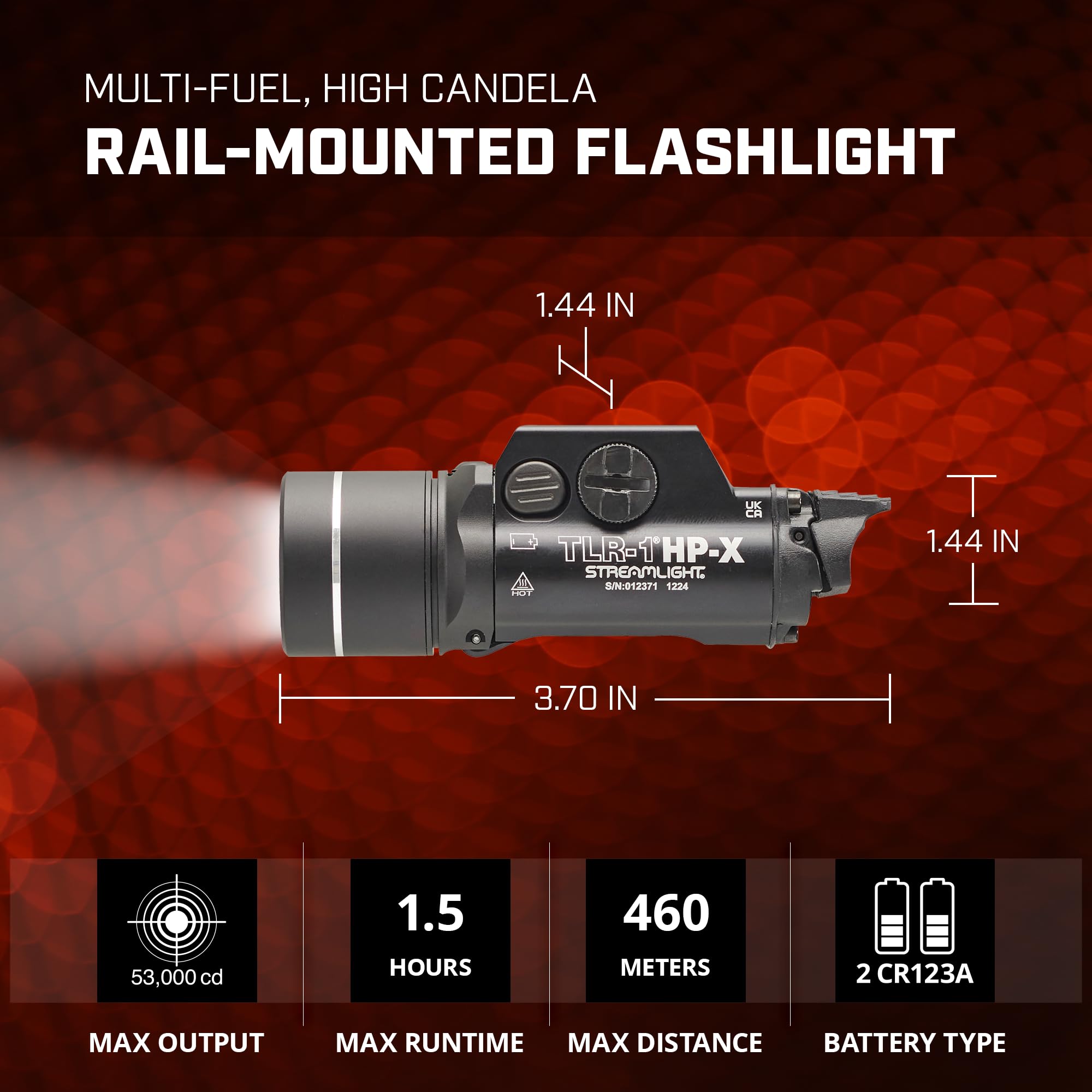 Streamlight 69167 TLR-1 HP-X 1000 lumen High Candela montato su rotaia, include chiavi di localizzazione e batterie al litio, nero