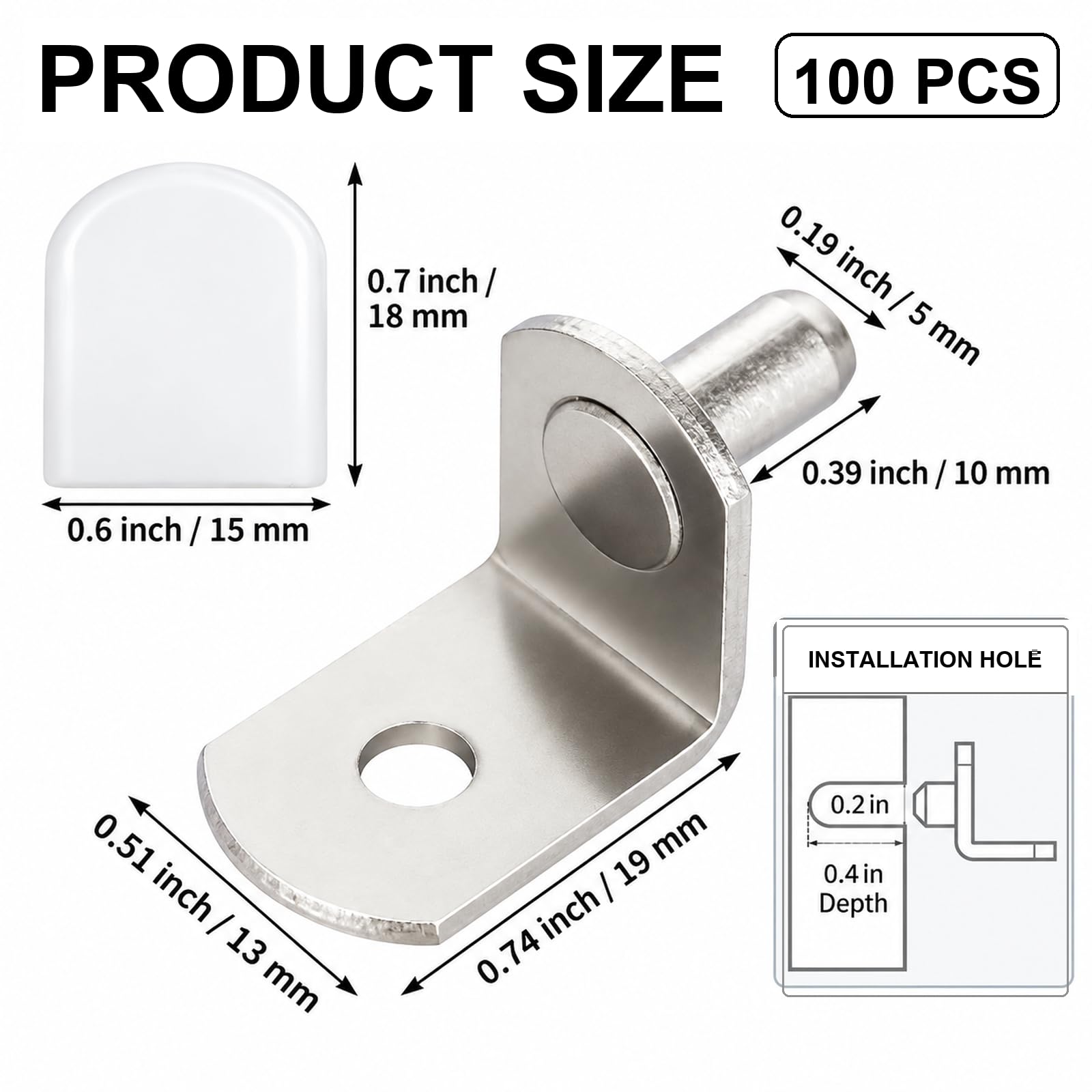 WOPPLXY 100 Pcs 5mm Shelf Pins, Shelf Support Pegs, Cabinet Shelf Pins with Rubber Sleeve, L-Shaped Adjustable Shelf Pegs for Kitchen Bookcase Cabinet Furniture Support(Silver) — Amazon image 2