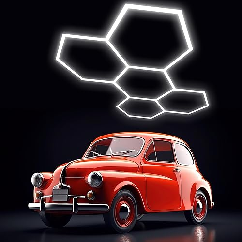 Luces LED hexagonales para garaje, 14400LM 144W para taller, sótano, gimnasio, oficina, tienda de automóviles, 6500K, IP54