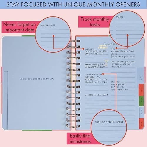Miniatura 4 de Kate Spade New York Agenda diaria 2023-2024, planificador grande de agosto de 2023 a diciembre de 2024, planificador semanal con calendario mensual,