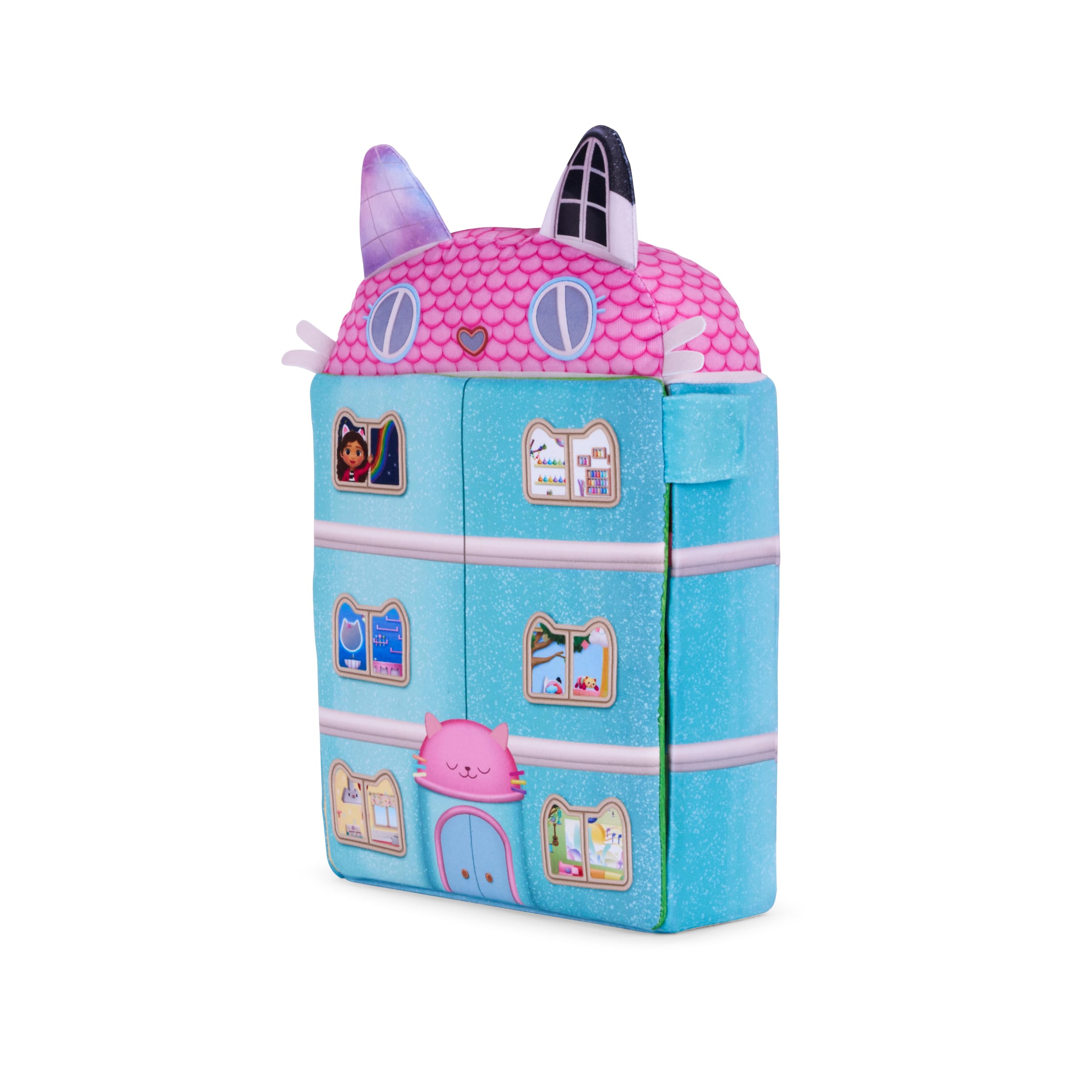 Schmidt Spiele 42804 Gabby's Dollhouse, Puppenhaus mit 3 Figuren und Lift, 41 cm Plüschfigur
