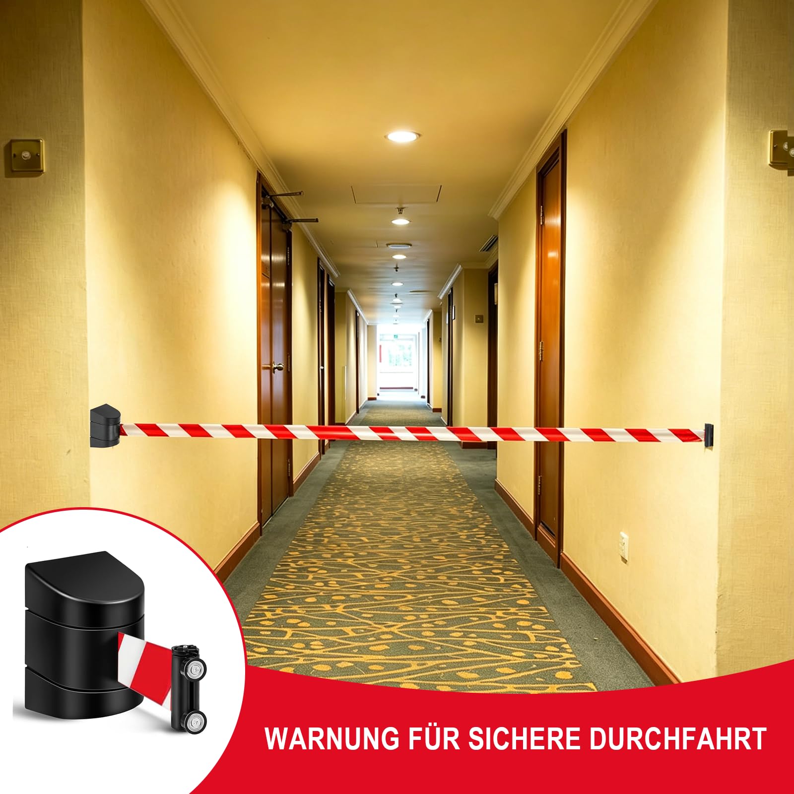 2 Stück 5M Absperrband Ausziehbare Sicherheitswarnbänder, Rot/Weiß | Magnetische Retractable Barrier, Absperrband mit Verriegelungsfunktion für Menschenmengenkontrolle Bei Veranstaltungen