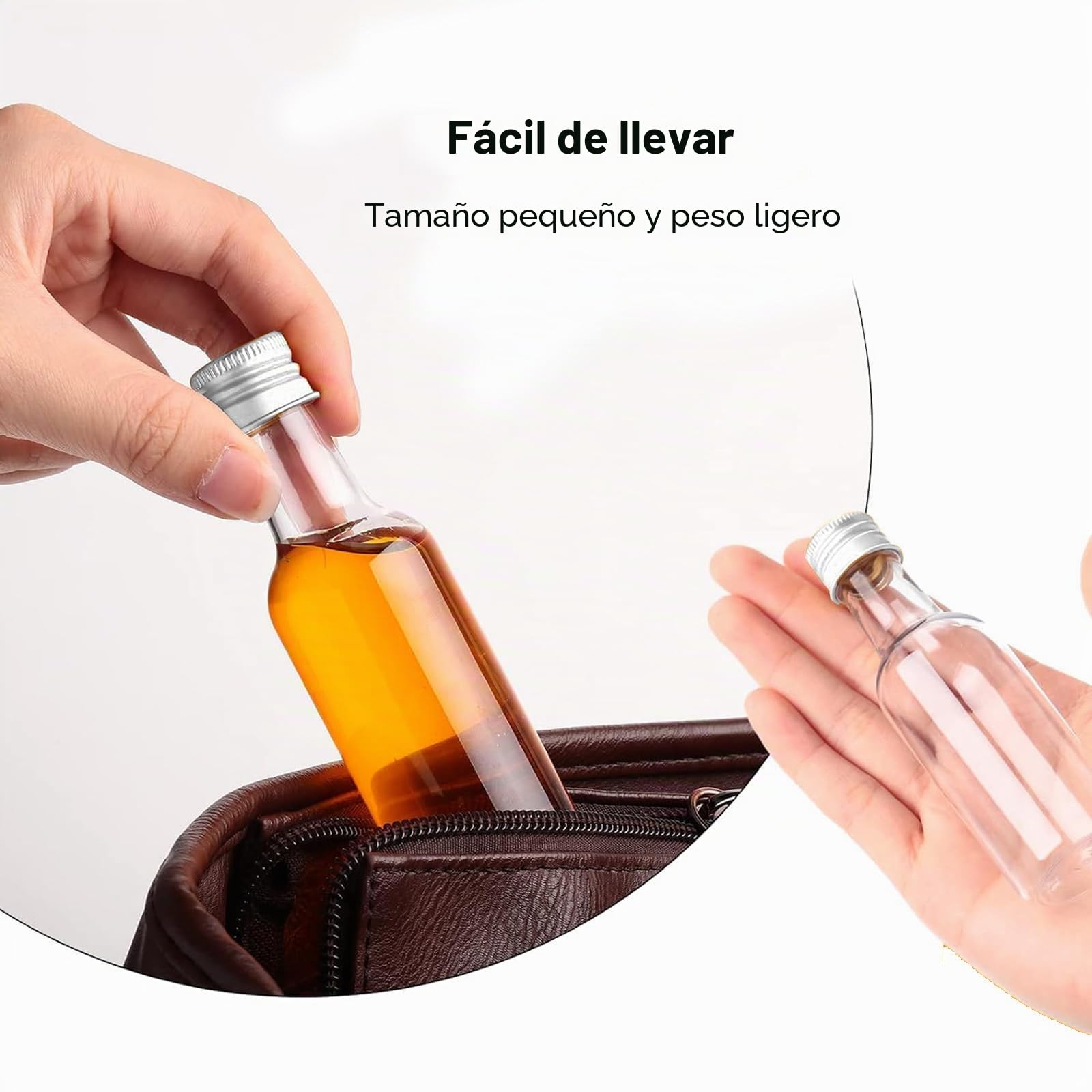 30 Piezas Mini Botellas Vacías para Licor, Botella de Agua Líquida de 60 ml, mini Botella de Plástico, mini Botella de Jugo de Plástico, Botella de Plástico Reutilizable, Botella para llenar