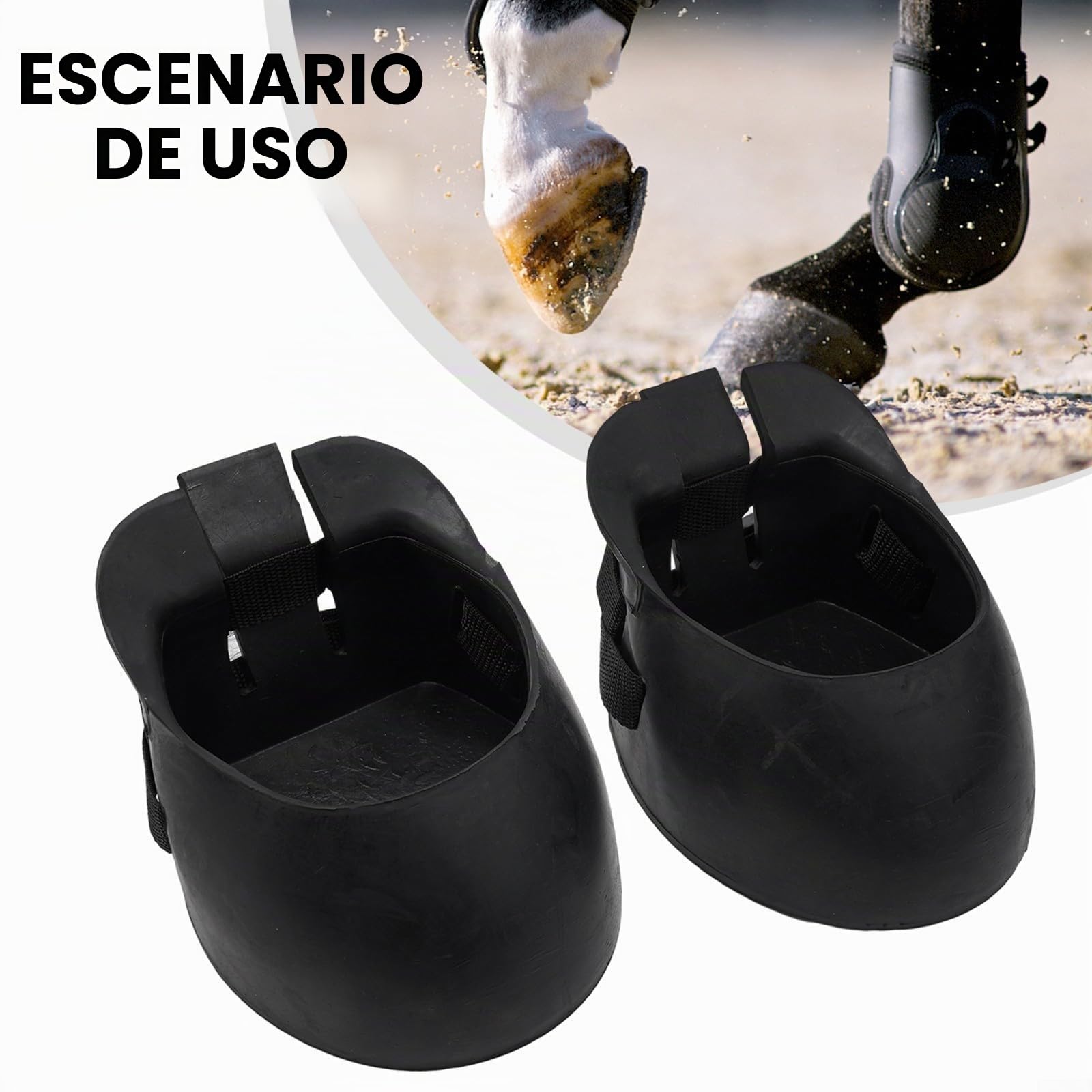 Zapatos de herradura de goma, botas de pezuña de caballo para protección antideslizante, zapatos de protección de pezuña de goma, protectores de pezuña 2 piezas (M)
