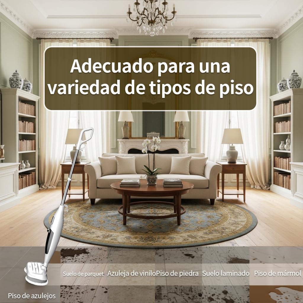 Escoba de Vapor,Escoba de Vapor para Suelos Duros, Limpieza Profunda, Limpiador de Vapor portátil multifunción, 13 Accesorios para Suelos de Madera, Laminado, Vinilo, baldosas