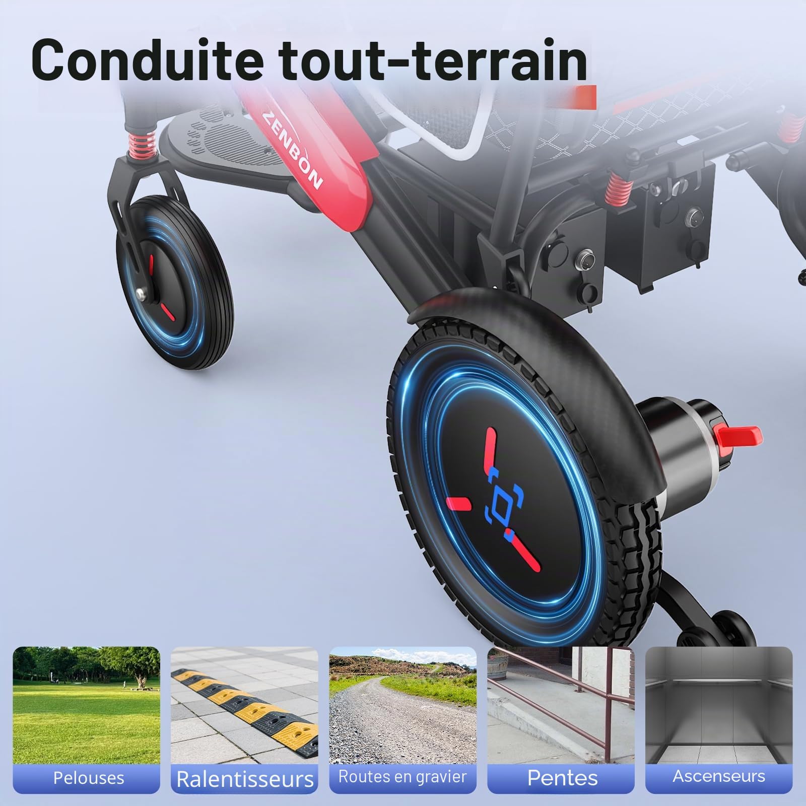 Fauteuil Roulant Electrique Pliable Automatique: 48KM Fauteuil Electrique pour Personnes Agées avec 2 x 12 Ah Batterie Double - 700W Electrique Fauteuil Roulant Jusqu'à 150KG