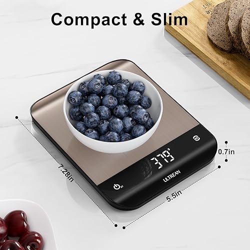 Miniatura 5 de Ultrean Báscula de alimentos, báscula digital de cocina con pantalla LED, peso gramos y onzas para hornear cocinar, 6 unidades con función de tara