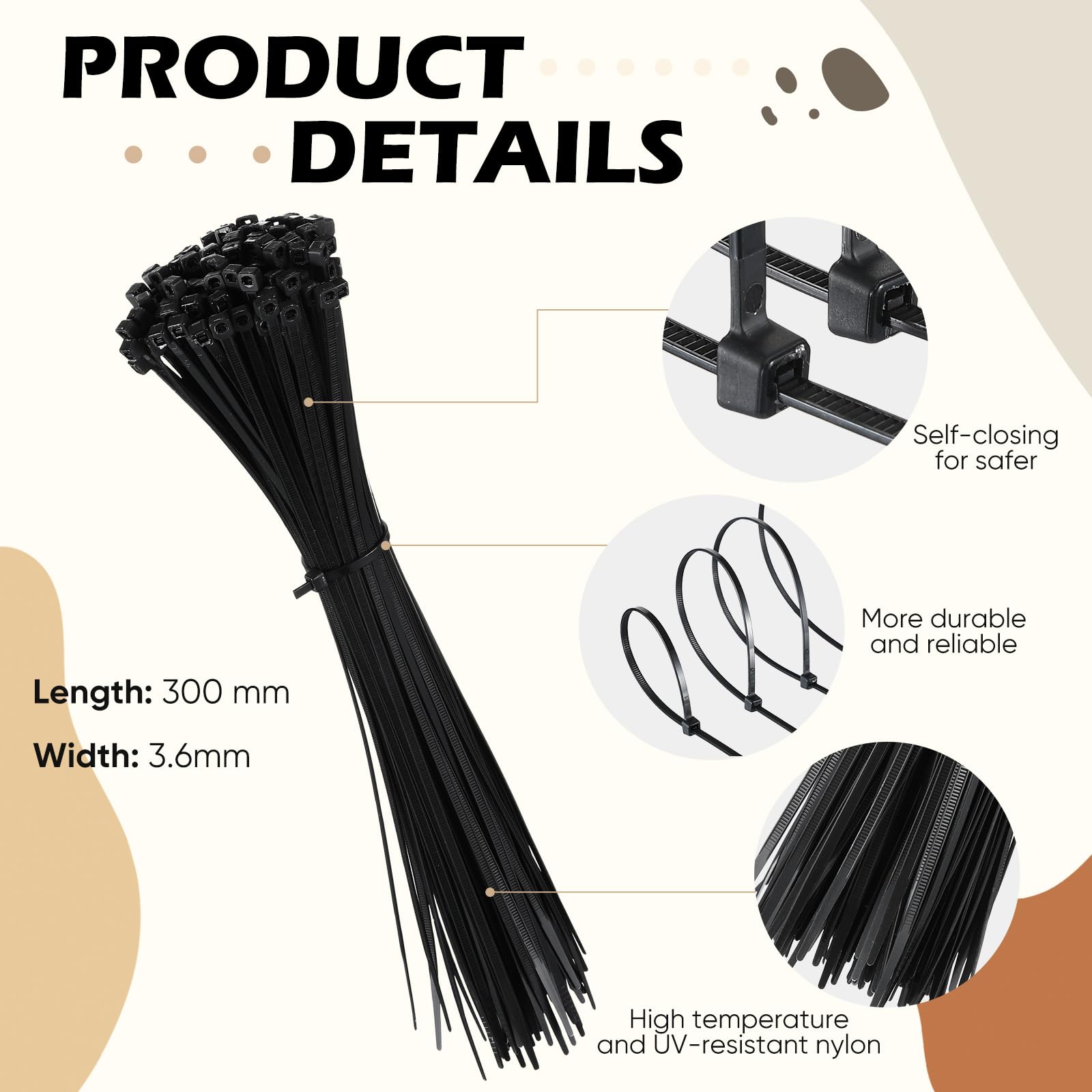 Sinmoe 100 Ensemble Kit de Fixation pour Brise-Vue y Compris les Attaches de Câble et Fixation des Plaques de Montage Kit de Montage en PVC pour Tapis d'Intimité Clôtures de Jardin