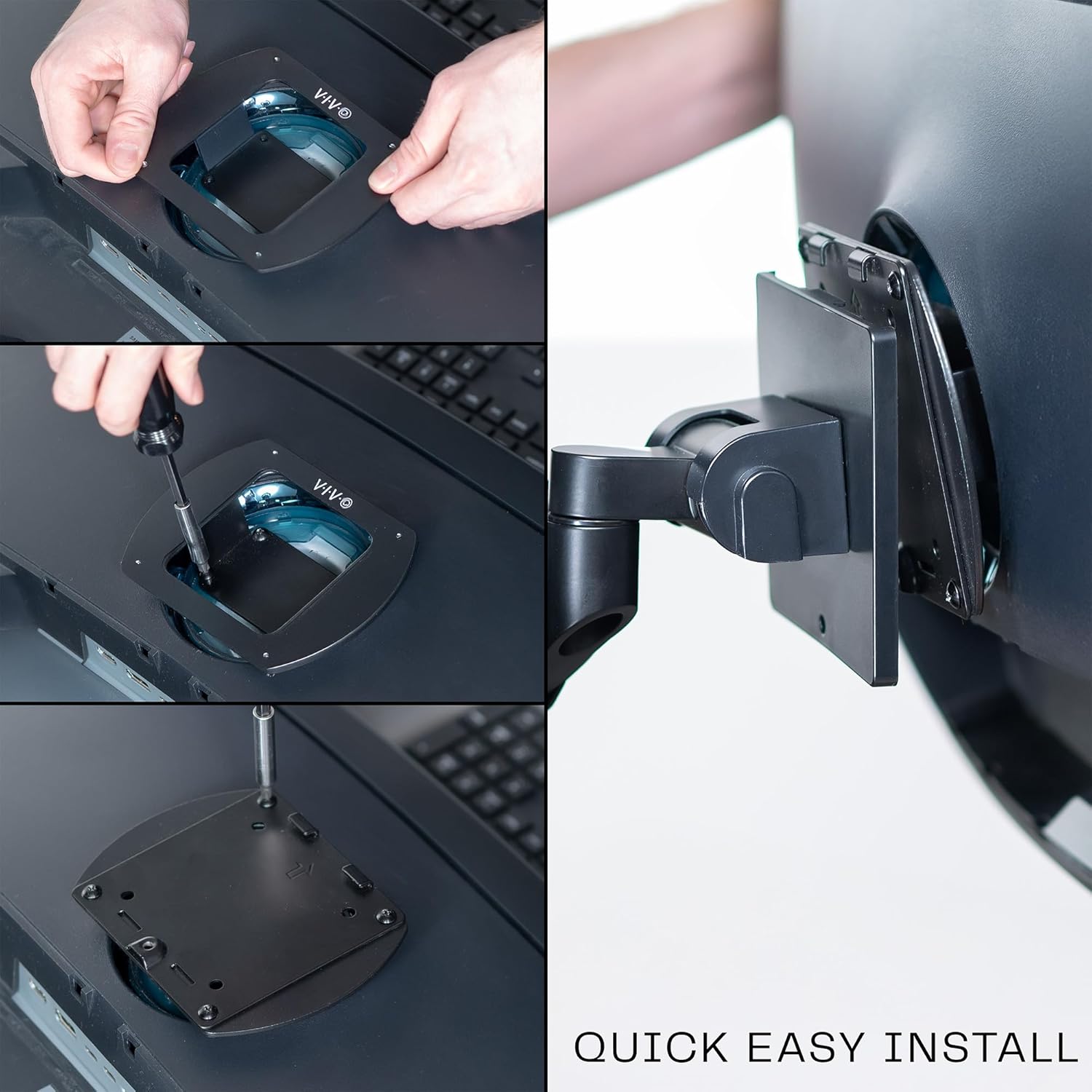 VIVO Short Recessed VESA Adapter Plate Bracket Designed for Samsung G65B, G70A, G70B, G75T, G85NB, CJ890, CRG9, CHG9, CHG90, Odyssey G6, G7, Neo G7, G8, S95UA, VESA 100x100, MOUNT-SG9B