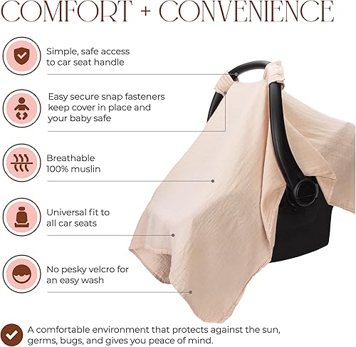 Miniatura 7 de Comfy Cubs Saco de dormir ajustable fácil con cremallera de fácil acceso y muselina de algodón para asiento de coche de bebé incluido