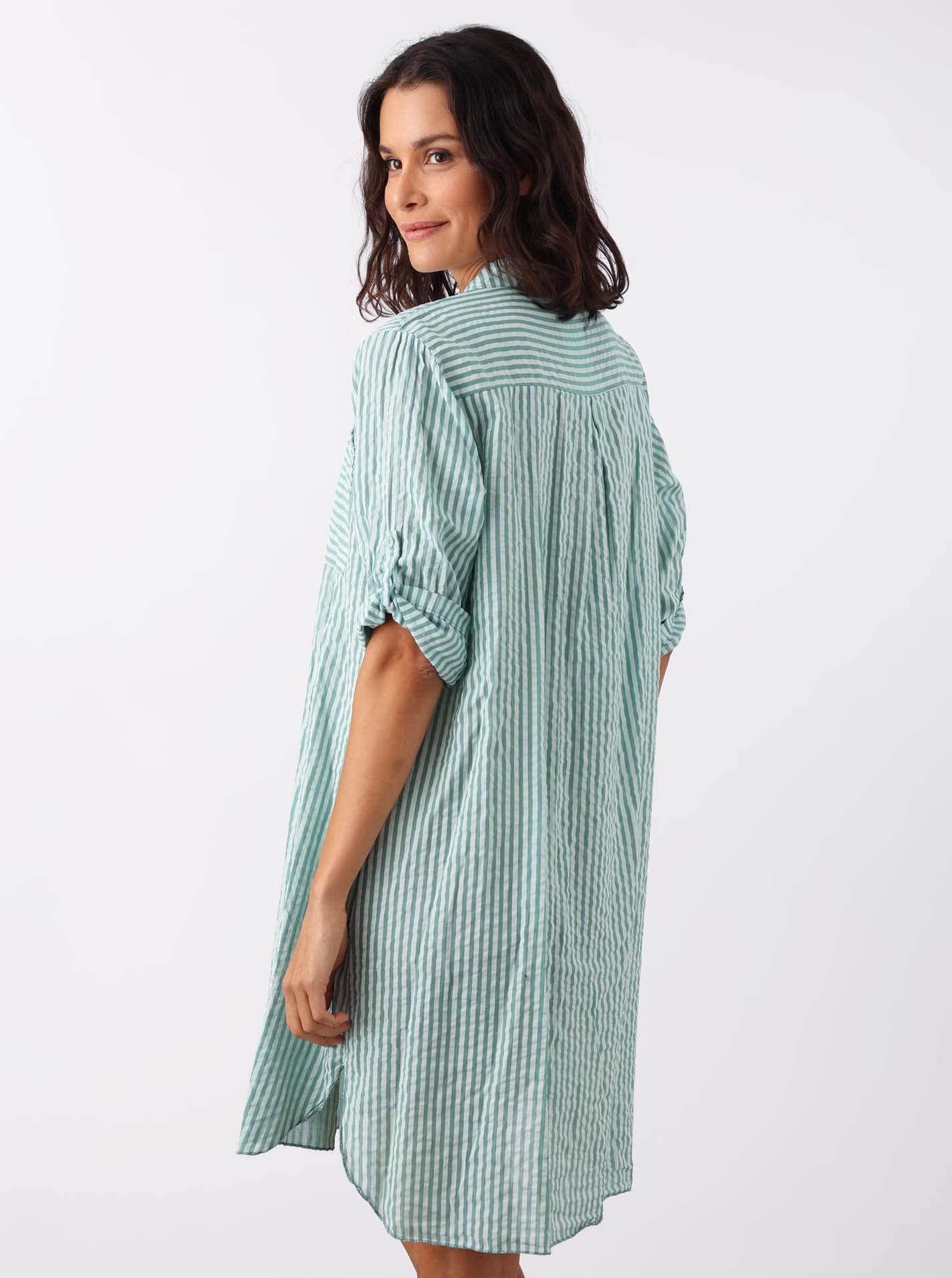 Zwillingsherz Longbluse im Streifen Muster – Hochwertiges Sommerkleid für Damen Frauen Mädchen - Abendkleid Freizeitkleid Strandkleid - Locker luftige Tunika - Perfekt für Frühling Sommer Herbst