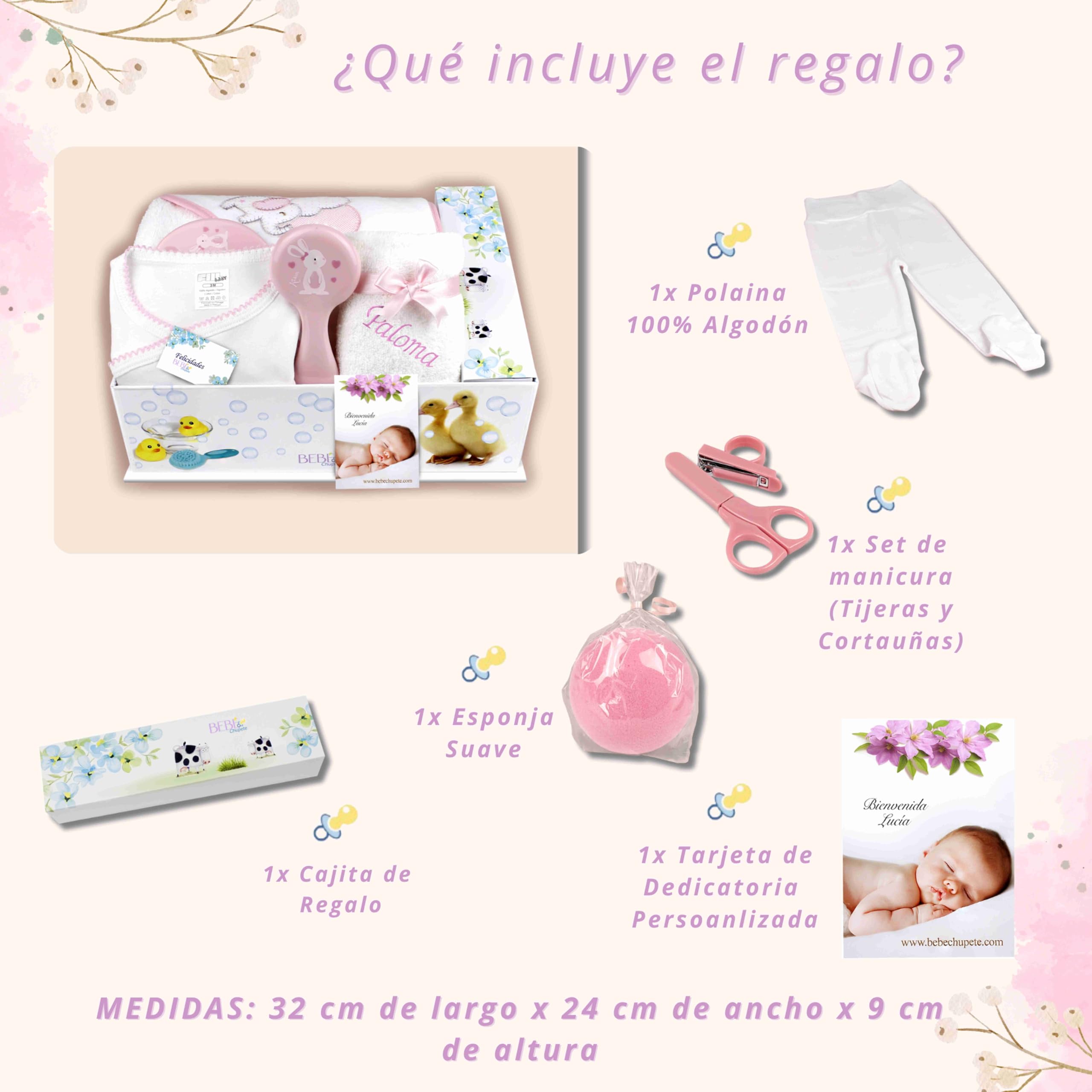 BEBÉCHUPETE Canastilla bebe Personalizada(Talla 0-3 meses)- Cestas bebe - Regalos bebes recien nacidos originales - Regalo bebe recien nacido niña -Recien nacido niño- Cosas para bebes (Rosa)