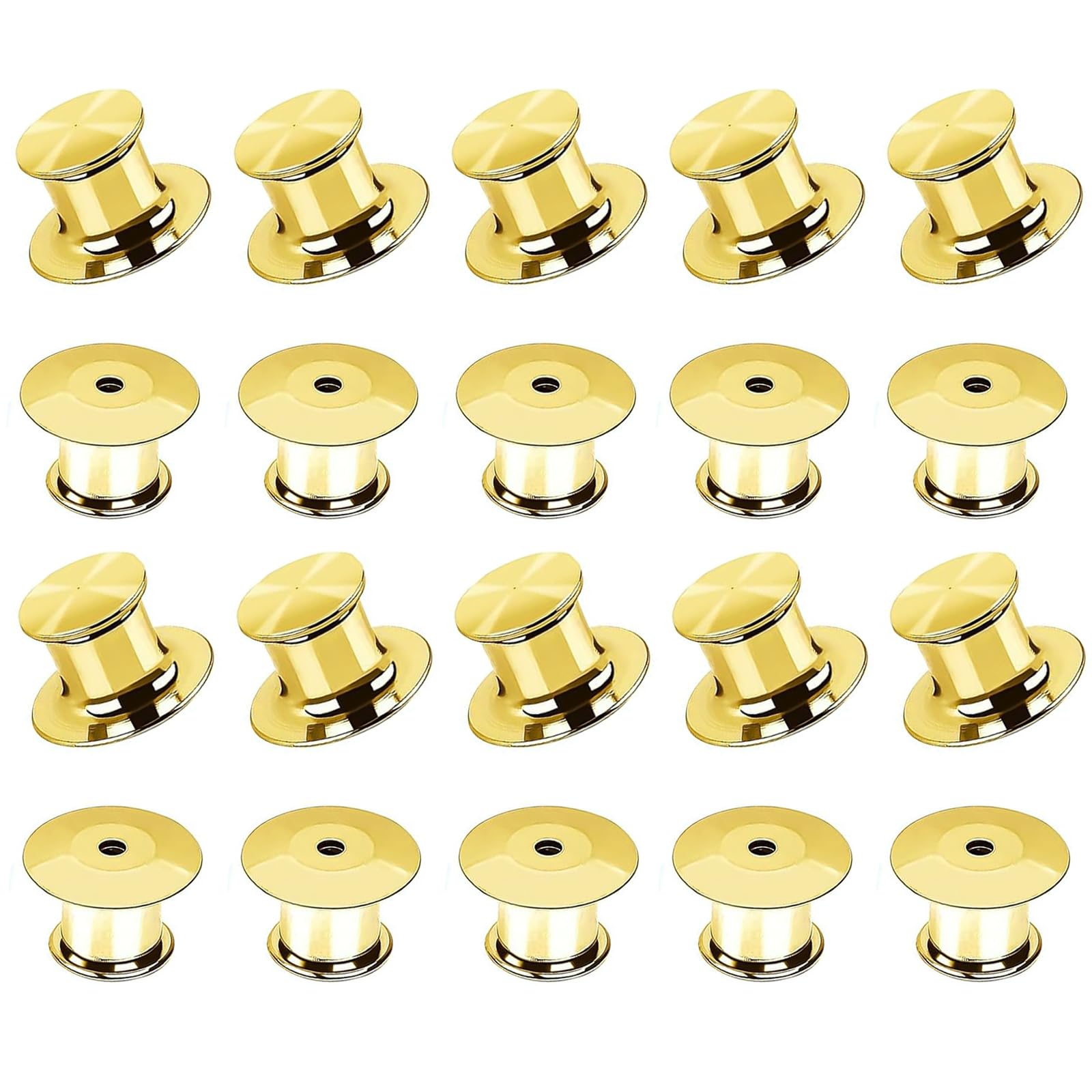 LICQIC Locking Pin Keepers Backs, Metal Pin Badge Backs for Jewelry Brooches Badge Name Tags Crafts DIY, 20 Pcs Gold