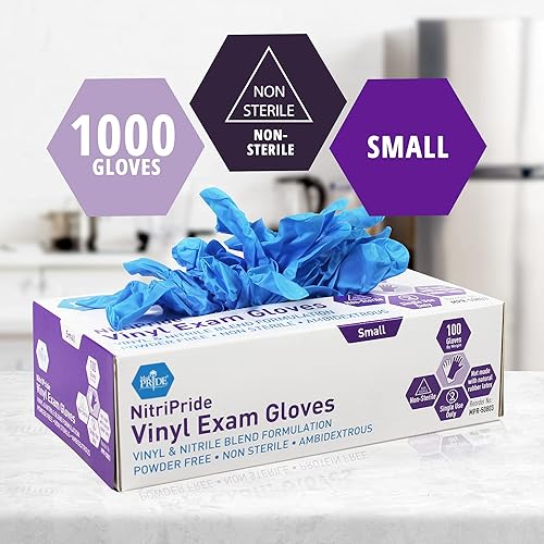 Miniatura 7 de Medpride - Guantes sintéticos para examen de mezcla de vinilo-nitrilo sin polvo sin látex y sin goma guantes de protección no estériles y de un solo