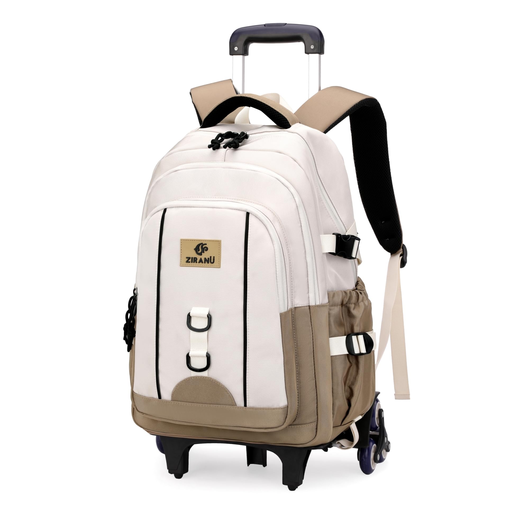 GRUOTEIS Rolling Backpack for Boys Elementary Middle School Bags, Boys Roller Backpack for Kids with 6 Wheels, Khaki