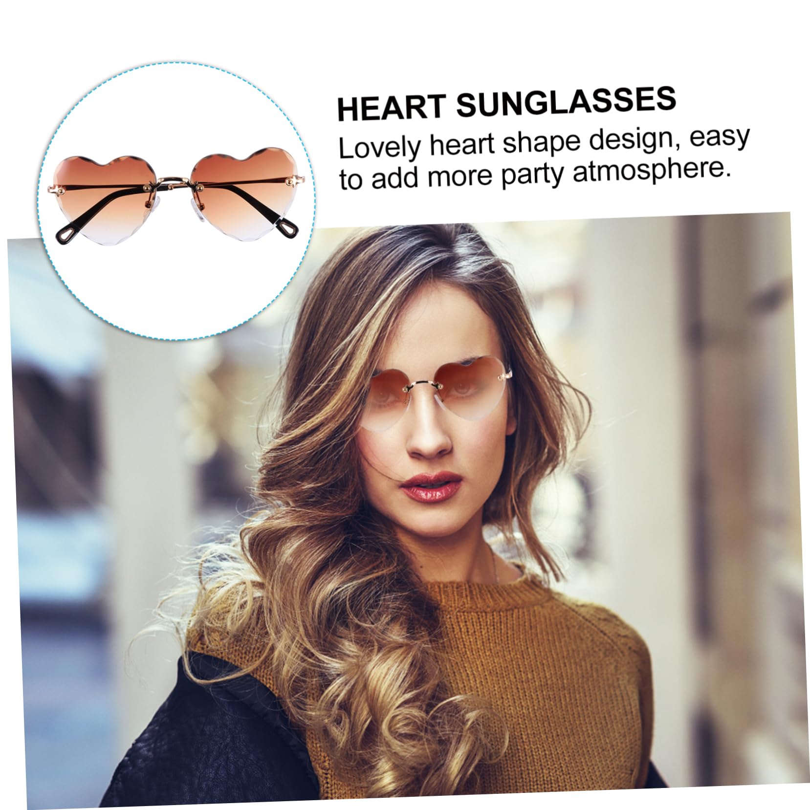 ABOOFAN 3 Occhiali Da Sole Unisex A Forma Di Cuore Senza Montatura Decorativi Per Feste E Festival