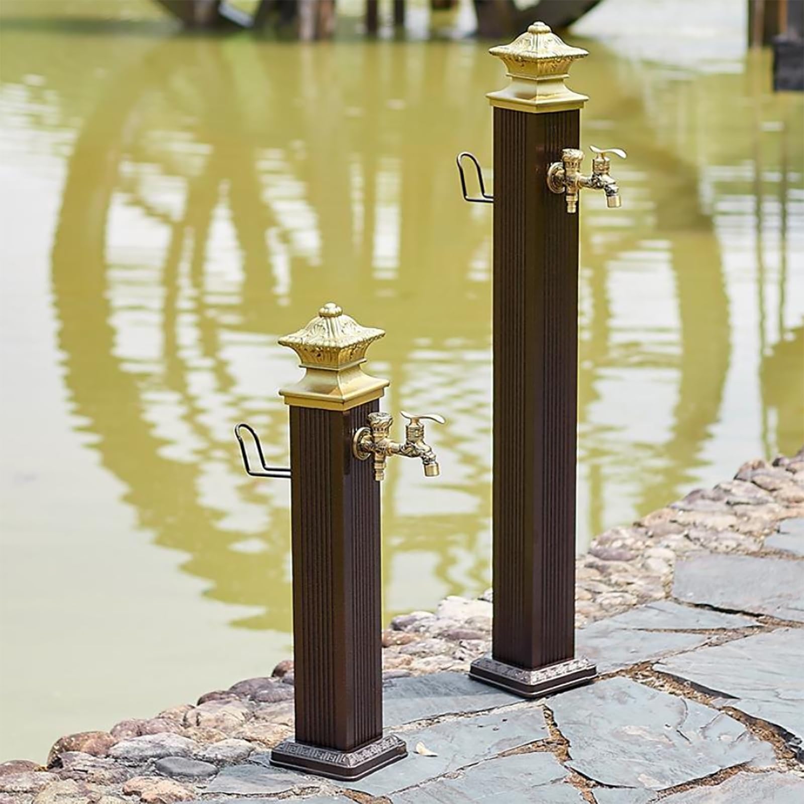 Cilindro de acero inoxidable independiente para manguera de jardín con grifo de cobre completo de 1 pulgada, fuente de agua a prueba de heladas para aislamiento del jardín y protección contra heladas