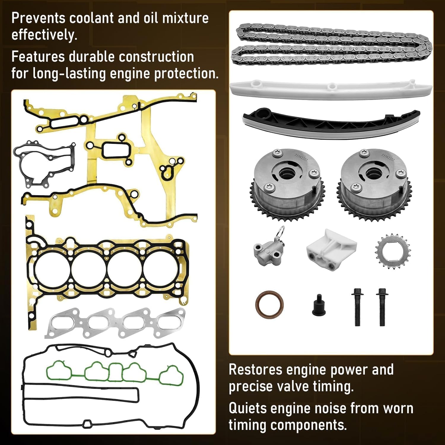 1.4 Timing Chain Kit for Chevy Cruze Trax Sonic 2011-2016 for Buick Encore 1.4L 2013-2016 Timing Chain with Intake/Exhaust VVT Gears & Head Gasket Set Replace HS54898 HS26540PT-1