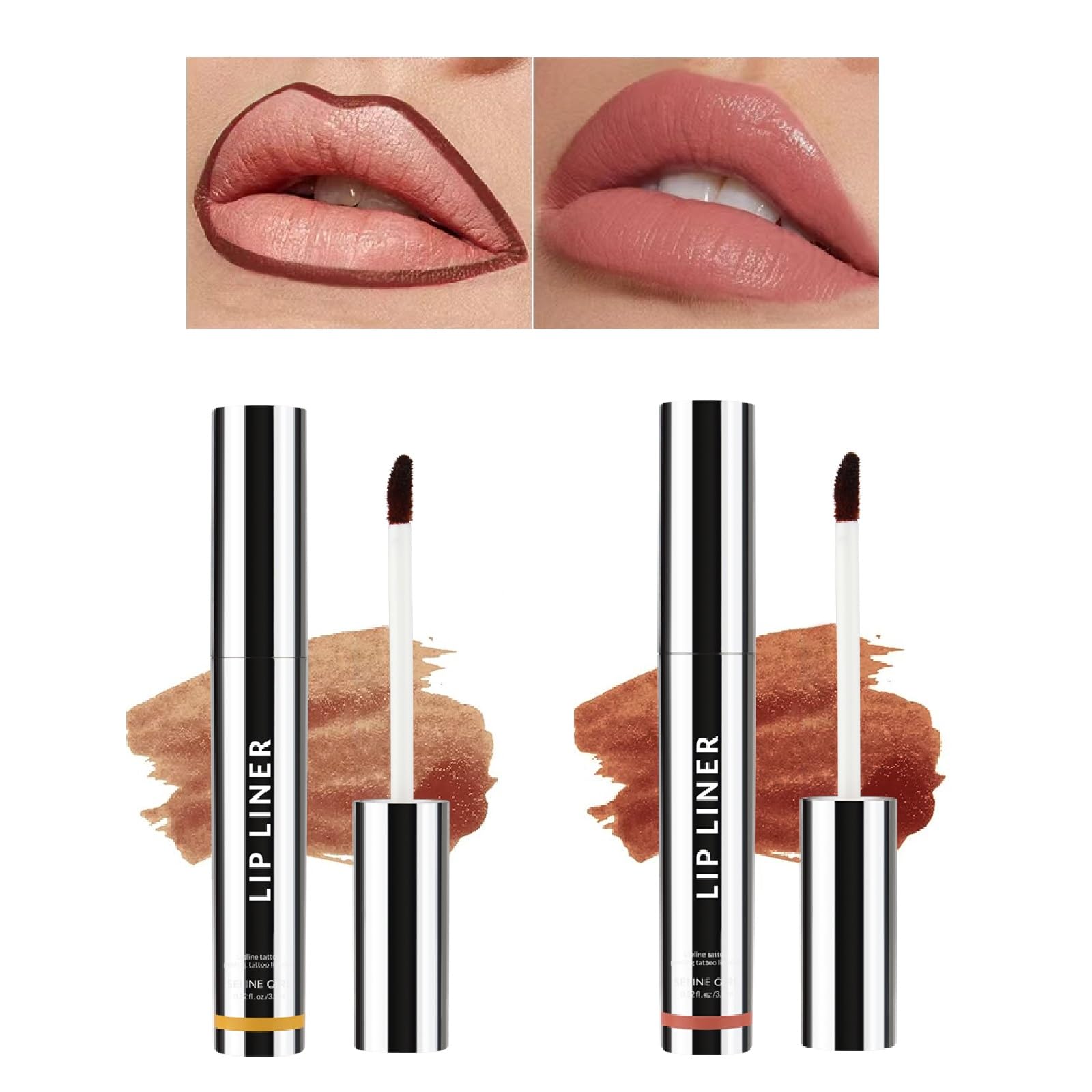2 PCS Peel off Lip Liner, Lip Liner Stain Tattoo, Long Lasting & Waterproof, High Pigmented Tattoo, Lip Contour Kit, Smudge Proof Lip Tint, Matte Lip Makeup, 01+03