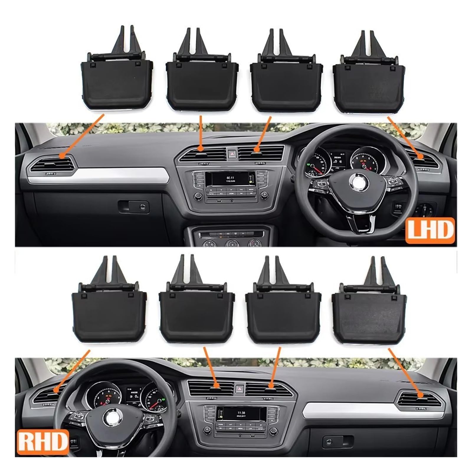 Bocchetta Aria Condizionata Per VW Per Tiguan LX 2017 2018 2019 2020 2021 2022 LHD RHD Kit Di Riparazione Per Presa D'aria Condizionata(RHD 4PCS SET)