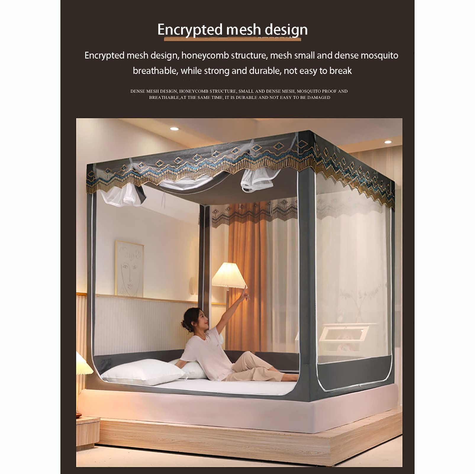 CUTTE Estate Zanzariera Letto Baldacchino Baldacchino 4 Angoli Piazza Zanzariera Letto Tenda Privacy Spazio per Full Queen King Size
