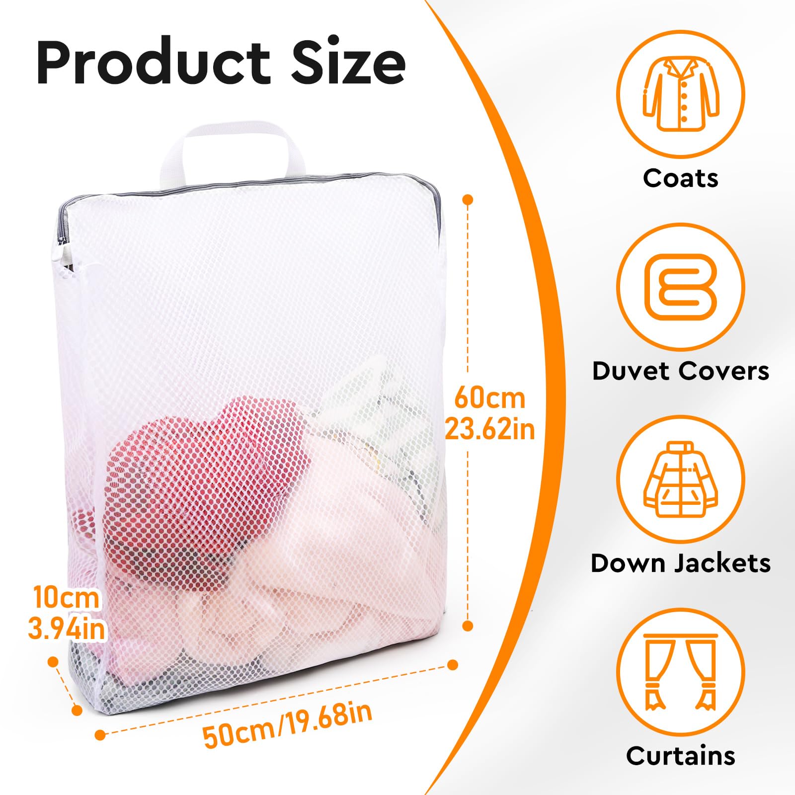 4-teiliges Wäschenetz Set - Mit Griffen & Reißverschluss