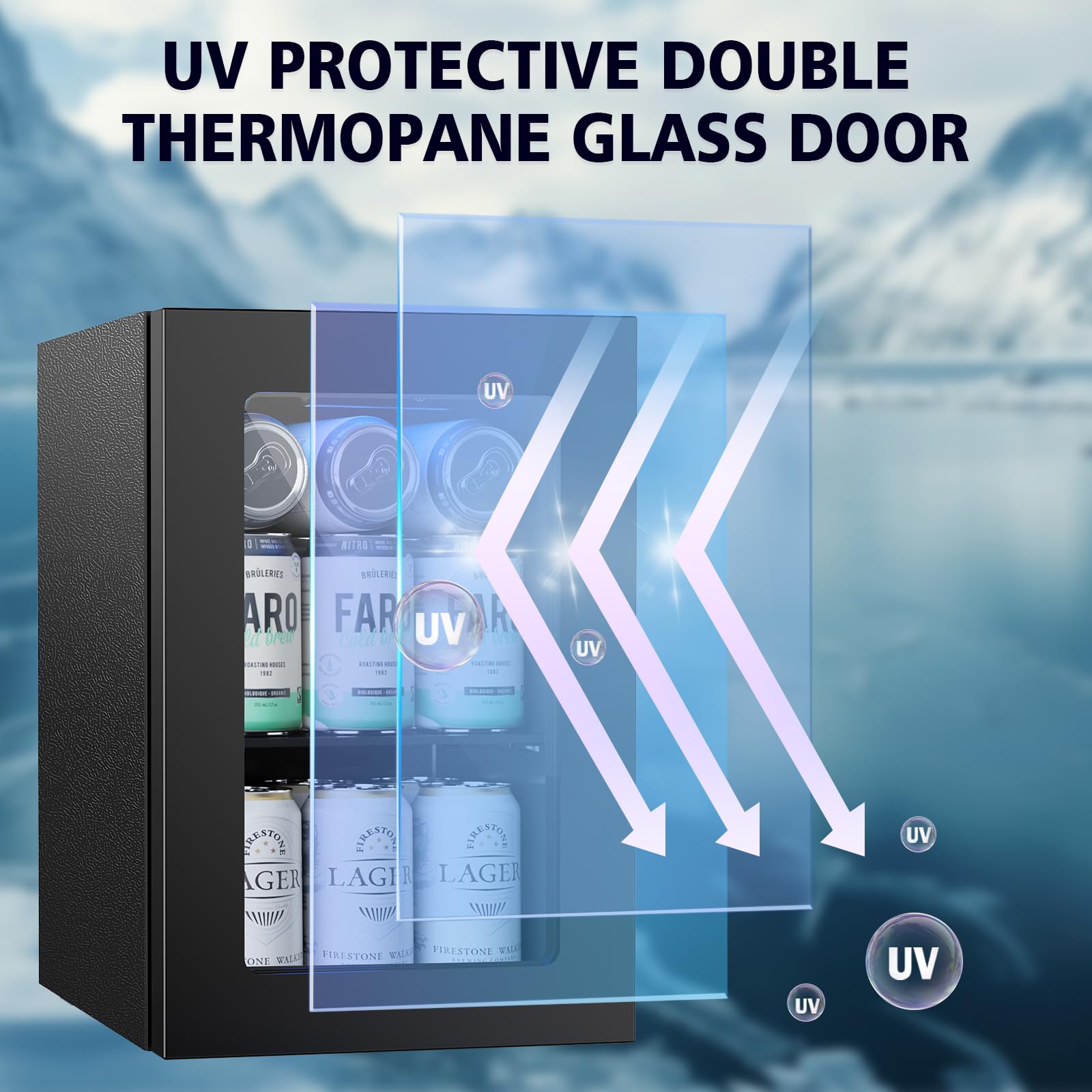 COWSAR Commercial Beverage Refrigerator 24-Can Mini Fridge, Countertop Wine Cooler Small Adjustable Digital Thermostat, LED Light, Freestanding Countertop Drink Refrigerator for Home, Bar & Office on Fridge.com