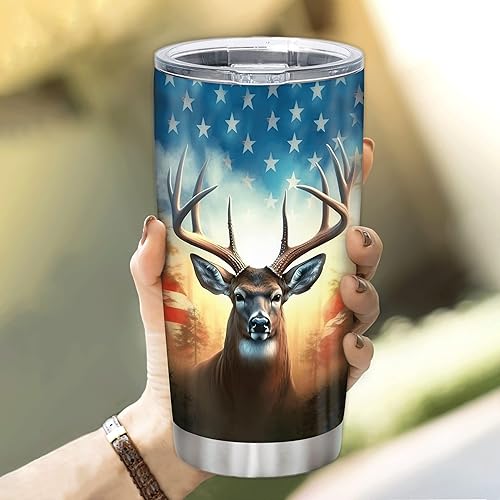 Vista 15 de Hyturtle Regalos personalizados de caza para hombres, vaso de caza de camuflaje de 20 onzas, taza de café de viaje de acero inoxidable, regalo