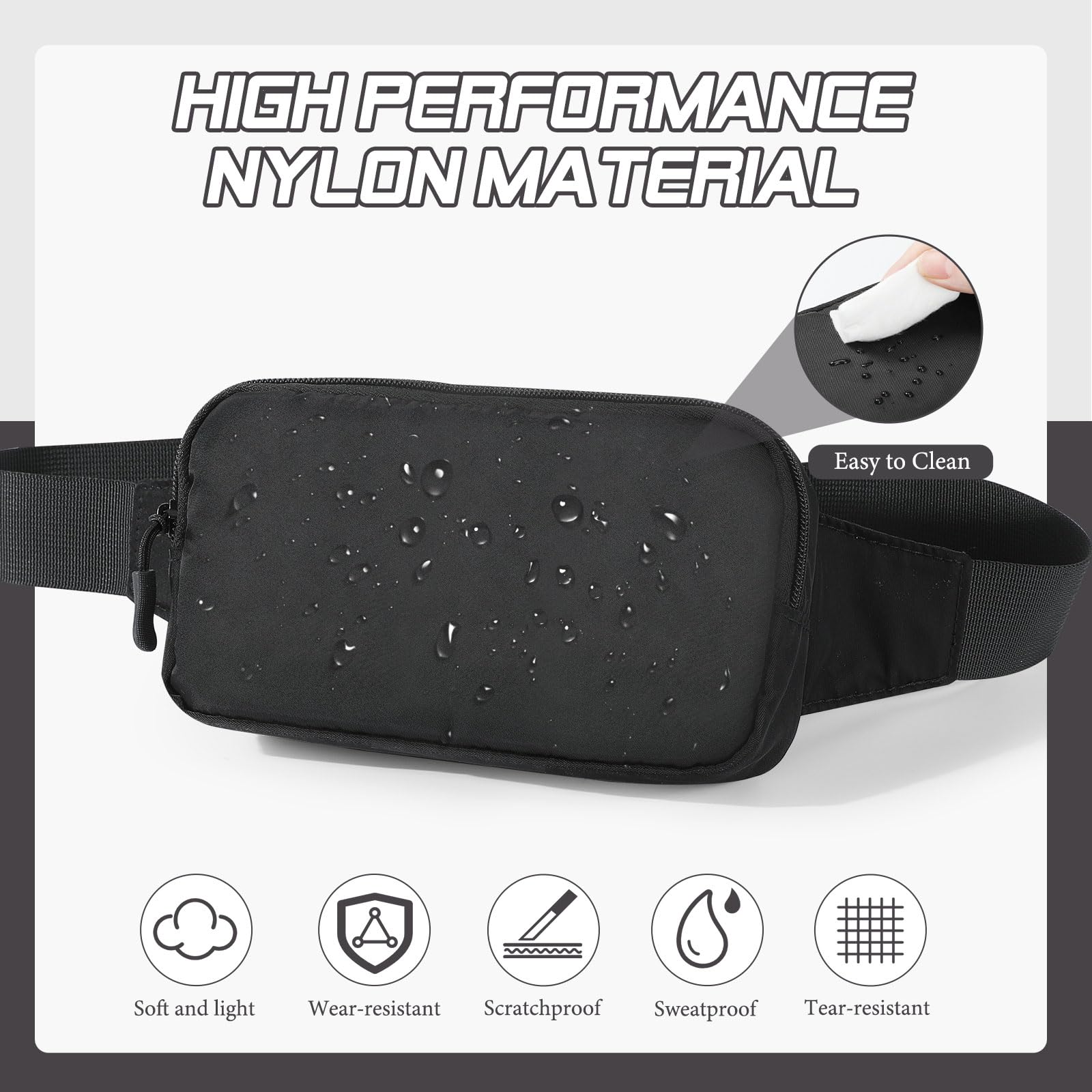 MoKo Laufen Hüfttasche, Bauchtasche Gürteltasche Lauftasche für Damen Herren, Nylon Sporttasche mit Verstellbare Träger & Reißverschluss für Sport Laufen Reise Fahren Wandern