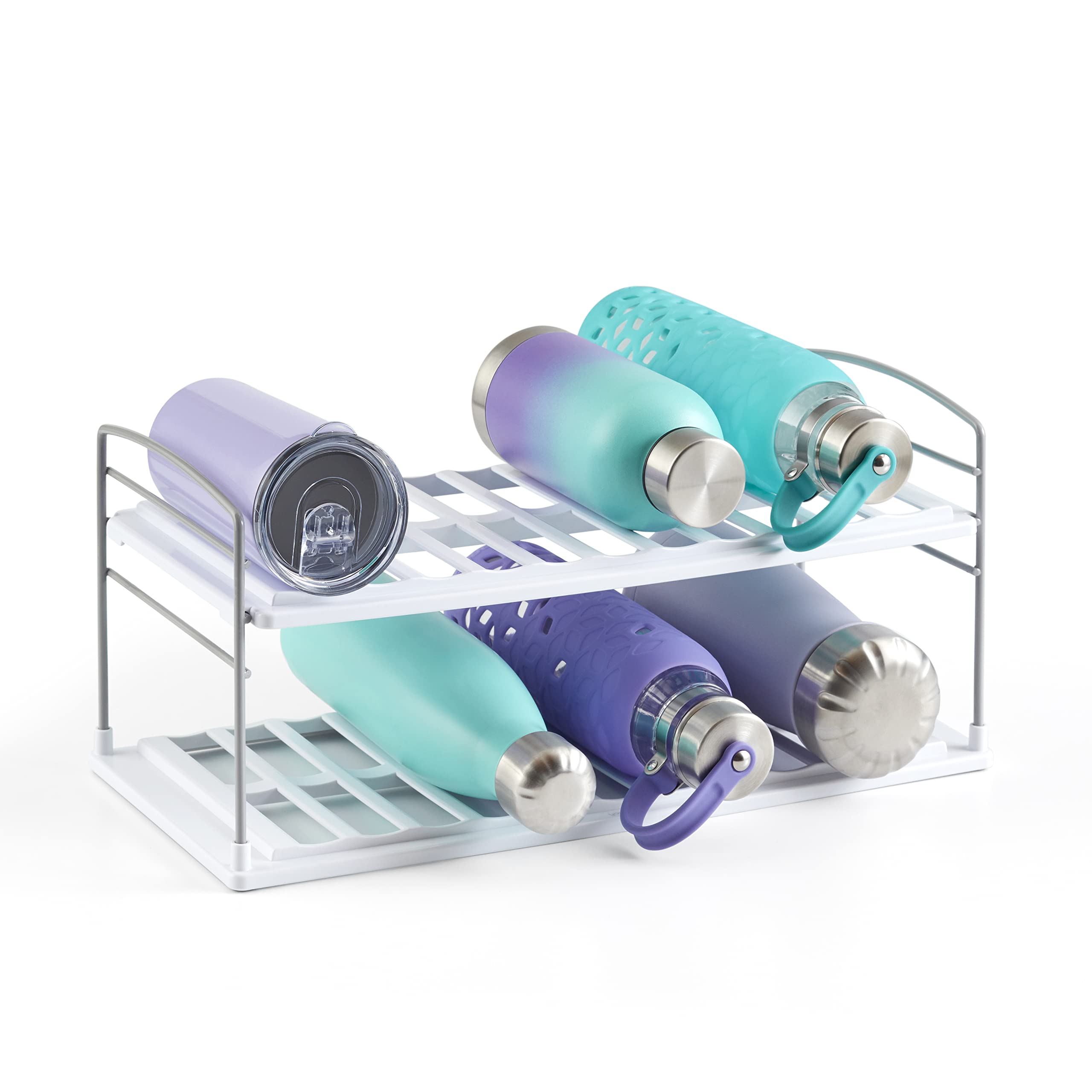 YouCopia UpSpace Water Bottle and Travel Mug Cabinet Organizer, Adjustable Storage Rack for Kitchen Organization, 2-Shelf Wide