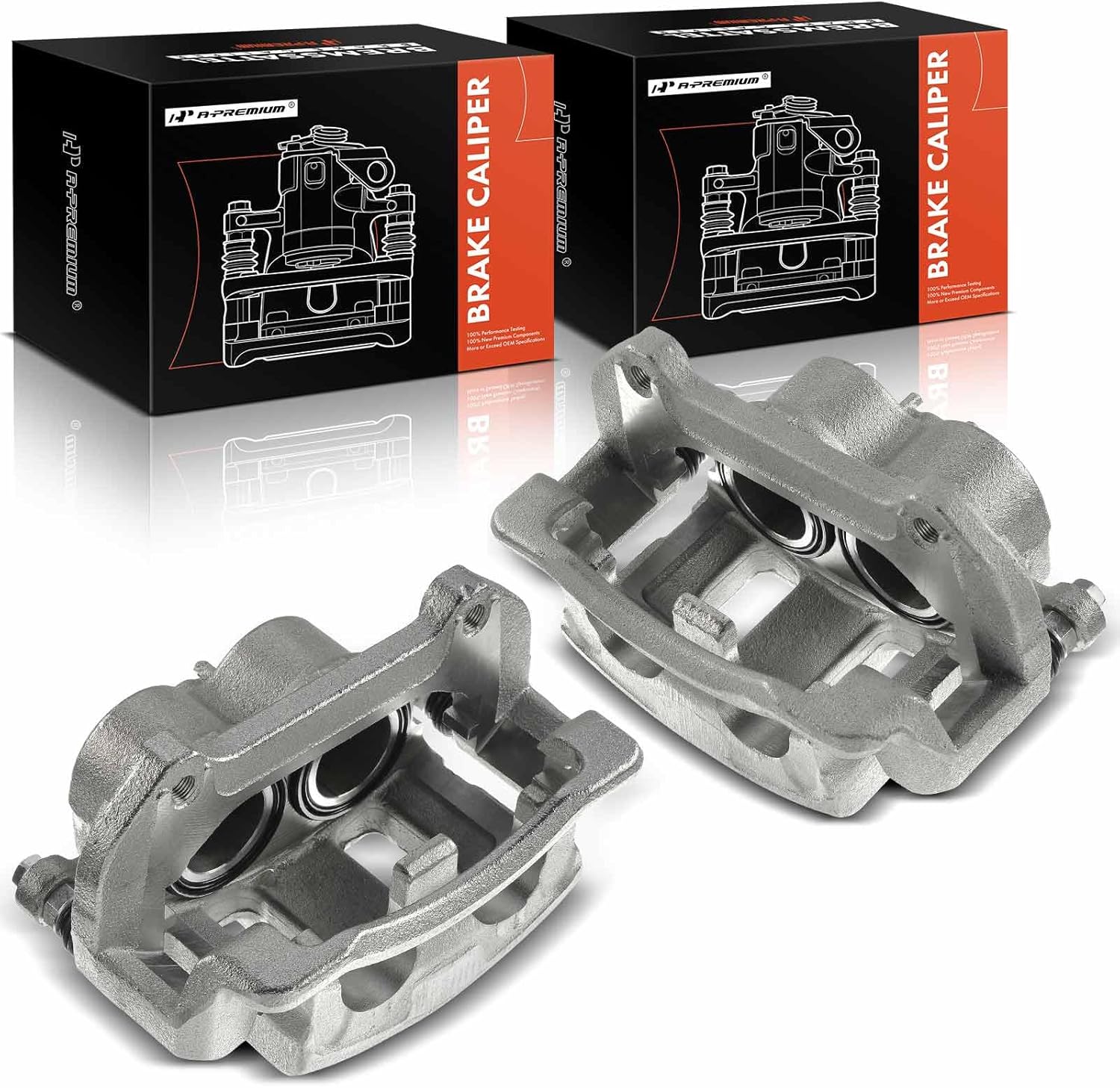 A-Premium Disc Brake Caliper Assembly with Bracket Compatible with Select Kia Models - Borrego 2009 2010 2011, V6 3.8L, V6 4.6L - Front Driver and Passenger Side, 2-PC Set