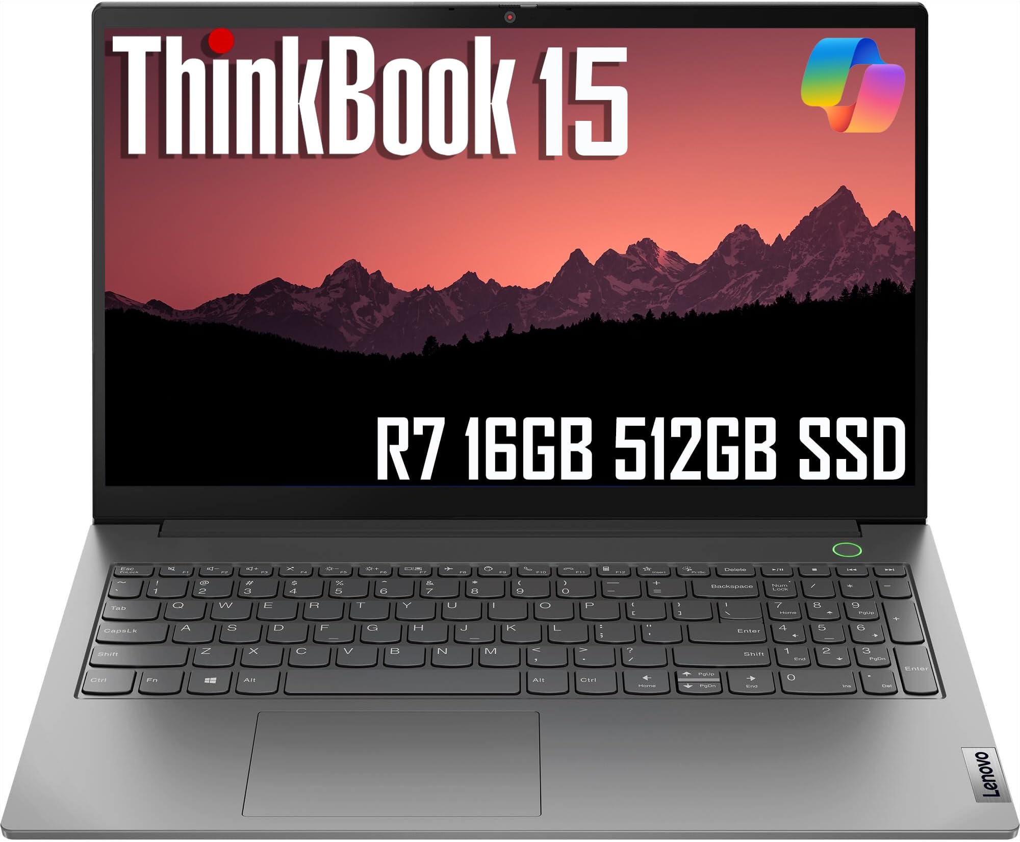 ThinkBook 15 Business Laptop (15.6" FHD Anti-Glare, 16GB RAM, 512GB SSD, AMD Ryzen 7 5825U (> Intel i7-1165G7)), FHD Webcam w/Shutter, Military Grade, Fingerprint, Ethernet, Win 11 Pro, Grey