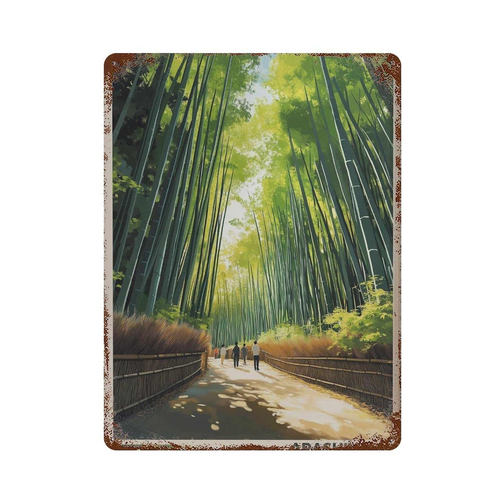 xiaoxiaoshen Arashiyama Bamboo Forest Kyoto Japan Travel Wall Decor Art Metal Tin Poster Modern Home Decor Art Home Bar Shop Decorations Vintage Sign 40x30cm