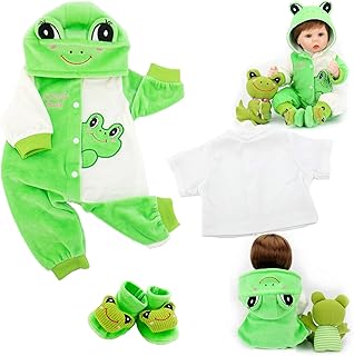 Aori Reborn Baby Dolls Clothes 22 inch Outfit Accessories Green Frog 3 pcs Set for 20-22 Inch Reborn Doll Newborn Girl & Boy