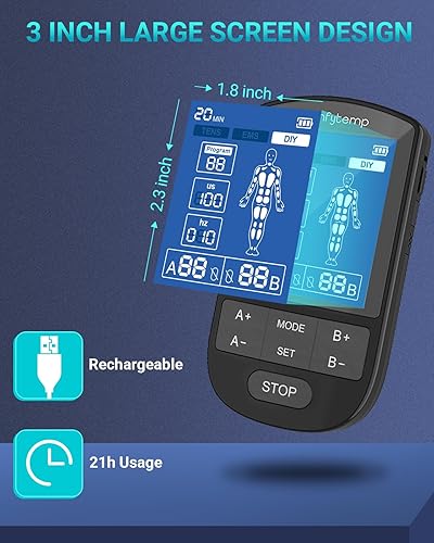 Miniatura 6 de Comfytemp TENS - Estimulador muscular para terapia de alivio del dolor, máquina TENS elegible para FSA HSA con 24 modos y bricolaje, unidad EMS de