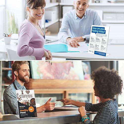 Miniatura 6 de Soporte acrílico para letreros de 8.5 x 11 pulgadas, soporte de letrero acrílico con parte trasera inclinada, soporte de plástico transparente en