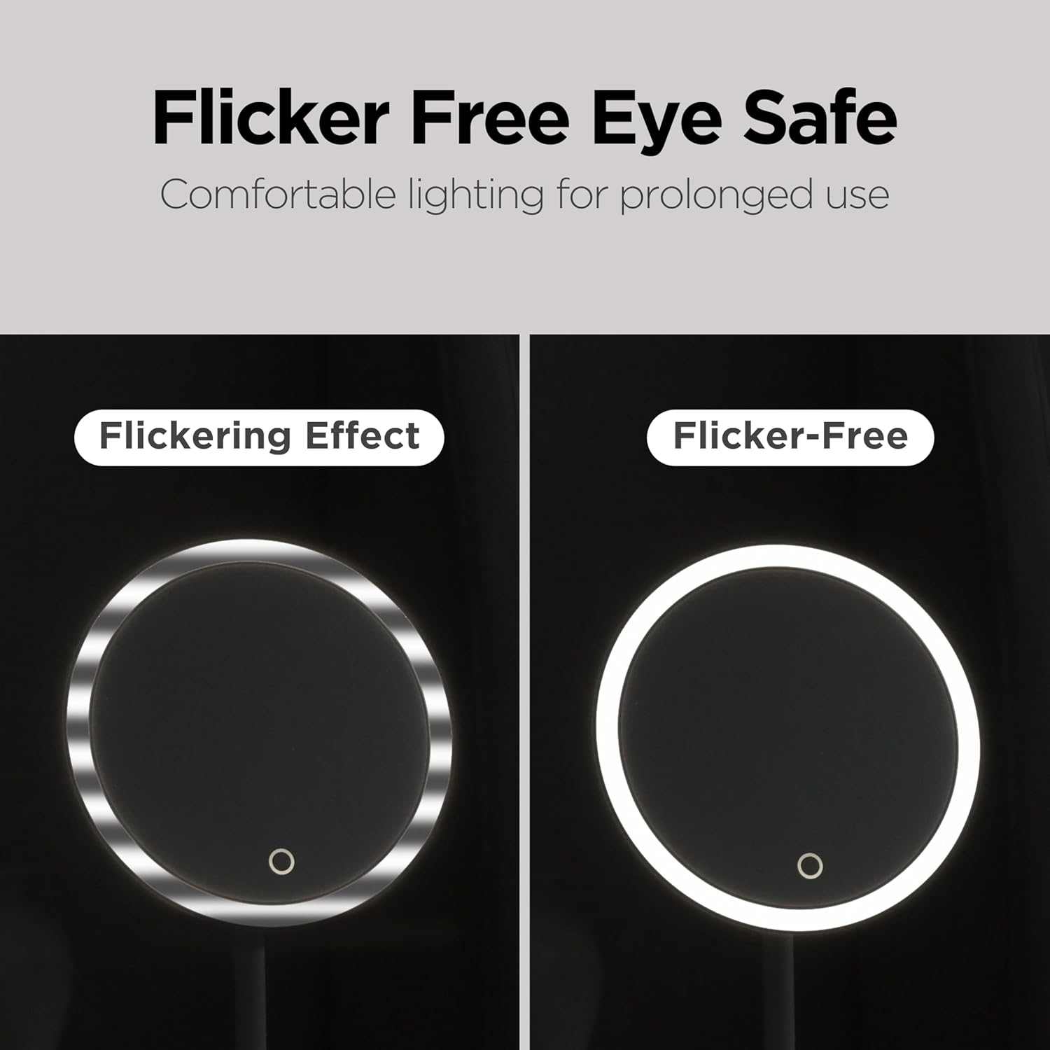 mooas Travel Makeup Mirror, Portable LED Lighted Vanity Mirror, 6.1×7.83 in Slim Foldable Mirror with Touch Control, 3-Color Dimmable Lighting, Rechargeable USB-C, Pouch Included, White (Round)