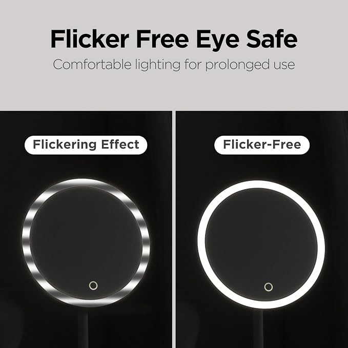 Espejo de maquillaje portátil mooas LED recargable USB-C blanco miniatura 6