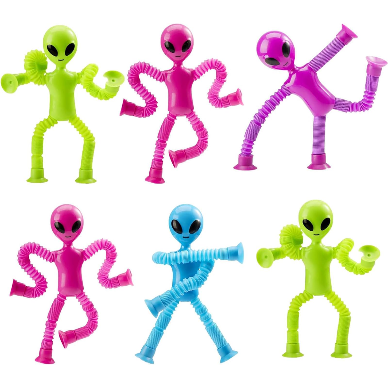 6 Pack Pop Tubes Sensory Toys for Kids Adults, Alien Toy, Stretchy Alien Toys Tubes for Autism ADHD, Telescopic Fidget Tubes, Sensory Toy Pack for Travel & Classroom Fun