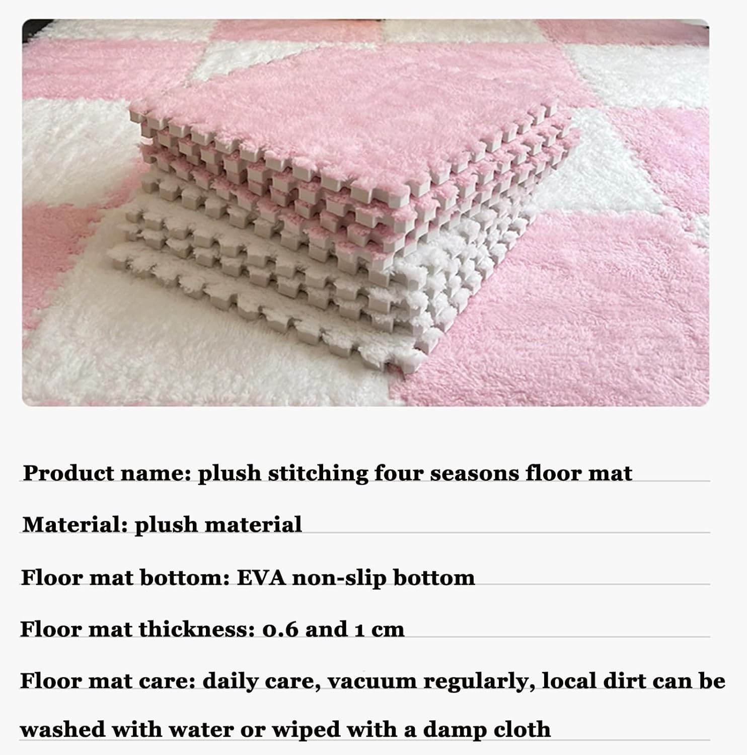 40pcs Plush Puzzle Square Foam Floor Mat Tiles, Interlocking Carpet Fluffy Anti Slip EVA Jigsaw Run for Bedroom Playroom Parlor(White+Purple+Rose Red)